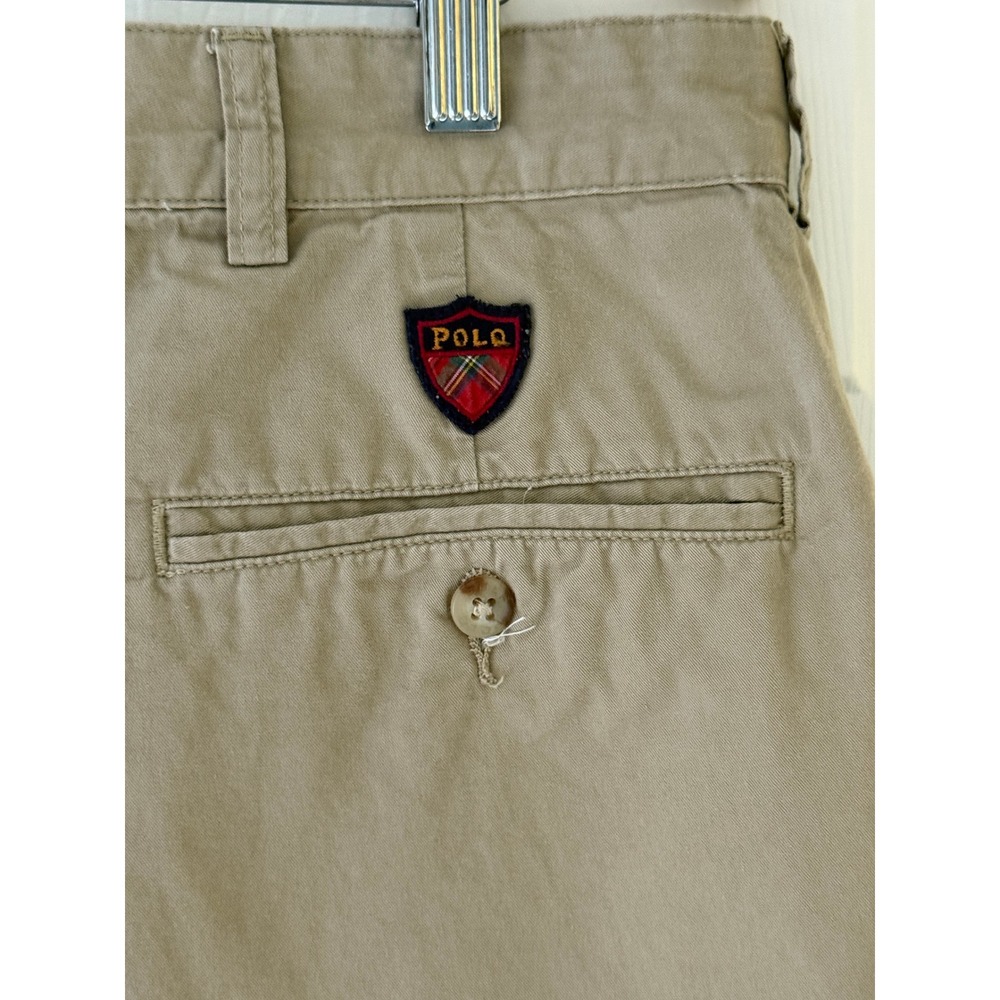 Polo Golf Ralph Lauren Mens 38 VTG Khaki Pleated Chino Shorts Tan Cotton